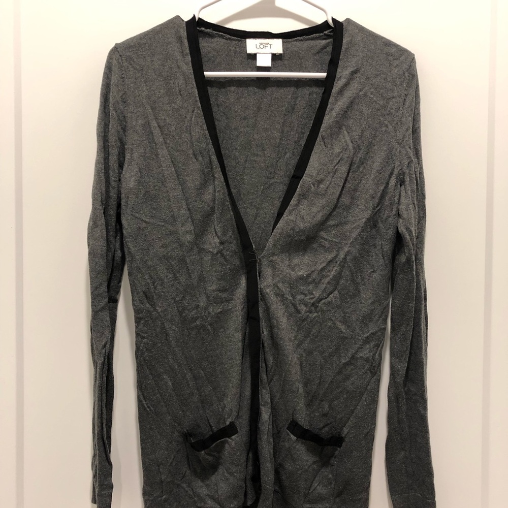 LOFT Charcoal Sweater with Ebony Accents